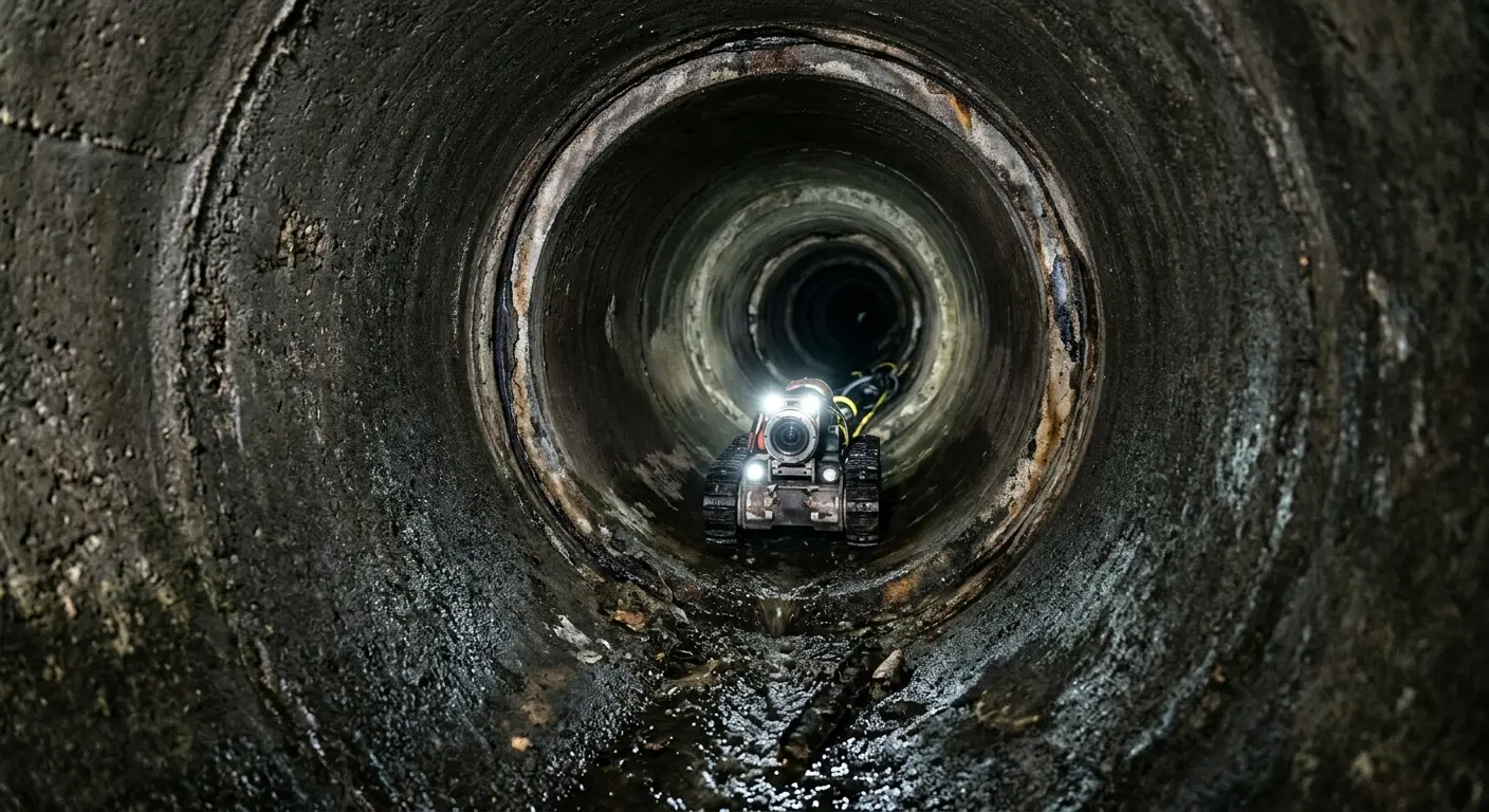 Robotic sewer camera inspecting pipe interior for Sewer Line Repair in Egg Harbor